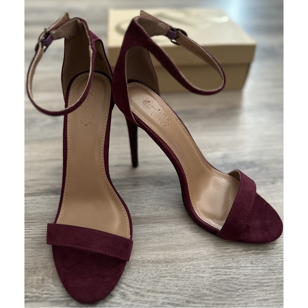 Brand New! Charlotte Russe Wine/ Berry Suede Strapped Heels